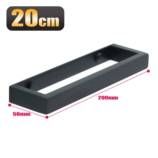 Modern Black Towel Bar – 304 Stainless Steel | Self-Adhesive Wall-Mount in 20–50cm Sizes | Sleek & Durable Bathroom Towel Holder