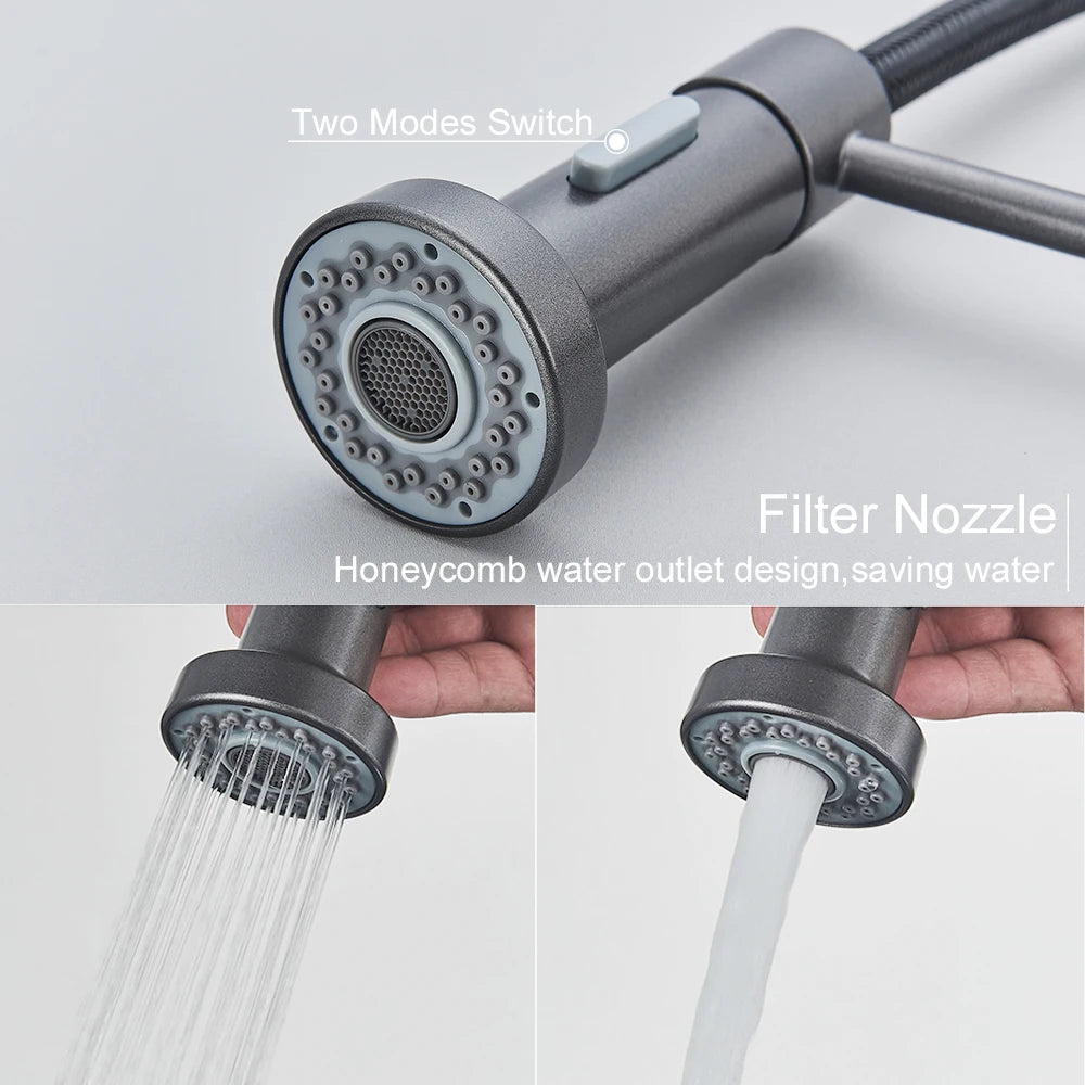 High-Arc Spring Kitchen Tap – Stylish Pull-Down Faucet with Hot & Cold Control