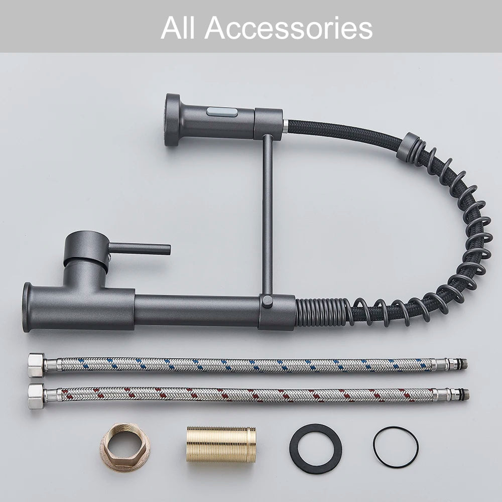 High-Arc Spring Kitchen Tap – Stylish Pull-Down Faucet with Hot & Cold Control