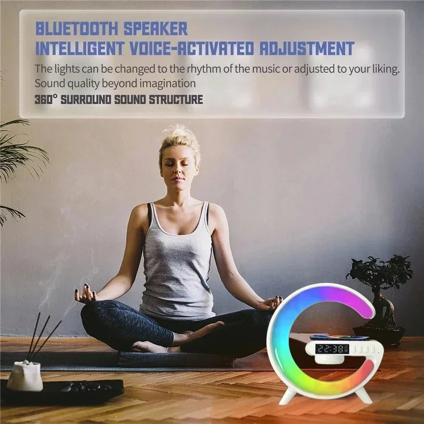 All-in-One RGB Wireless Charging Dock β Alarm Clock, Speaker & Fast Charger for iPhone & Samsung