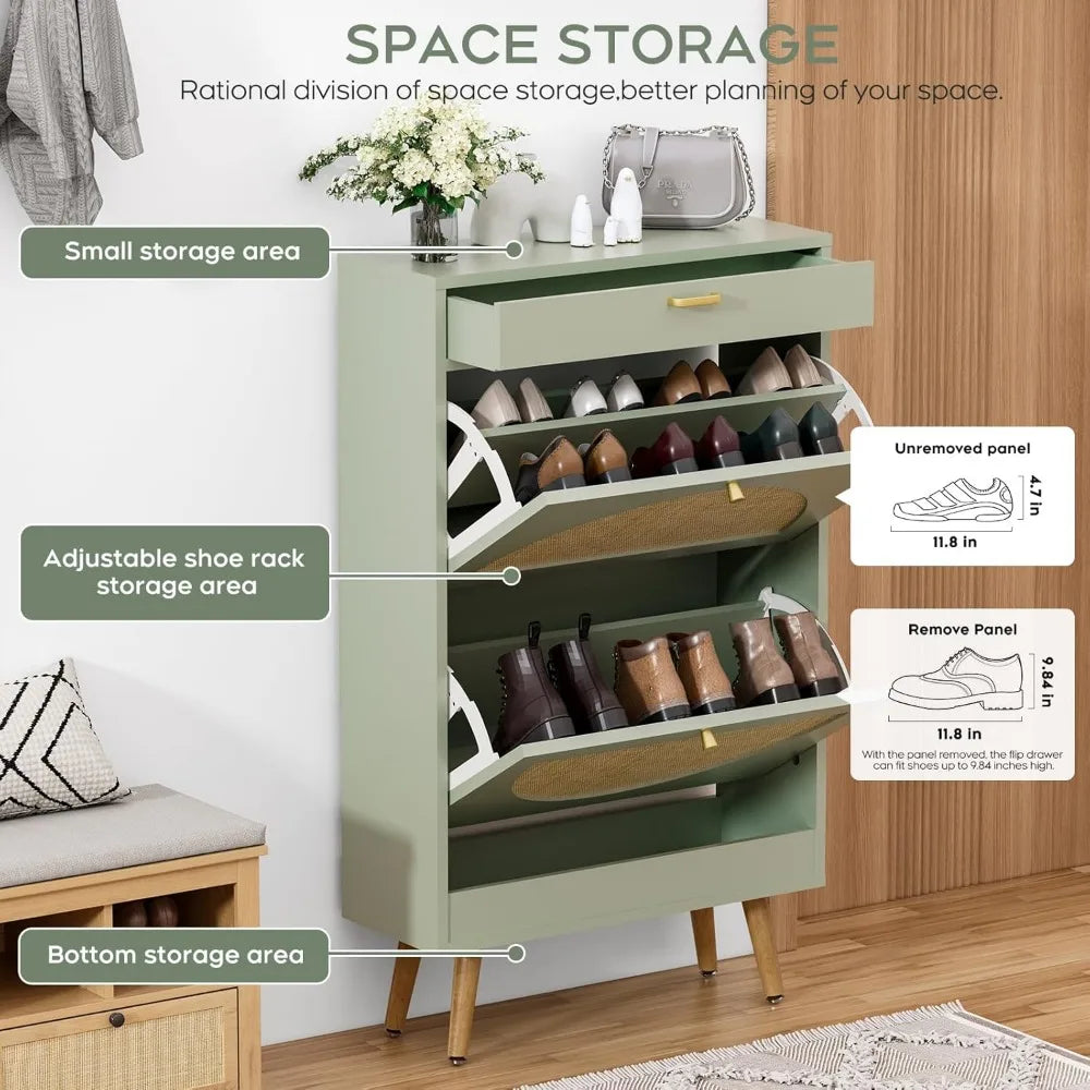 Modern Flip Drawer Shoe Cabinet – Space-Saving Tipping Bucket Rack for Entryway & Bedroom Style