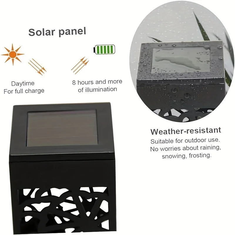 6-Pack Solar LED Garden Stake Lights – Decorative Hollow-Out Design, Waterproof Outdoor Lawn & Landscape Lamps, 400mAh Long-Lasting Power