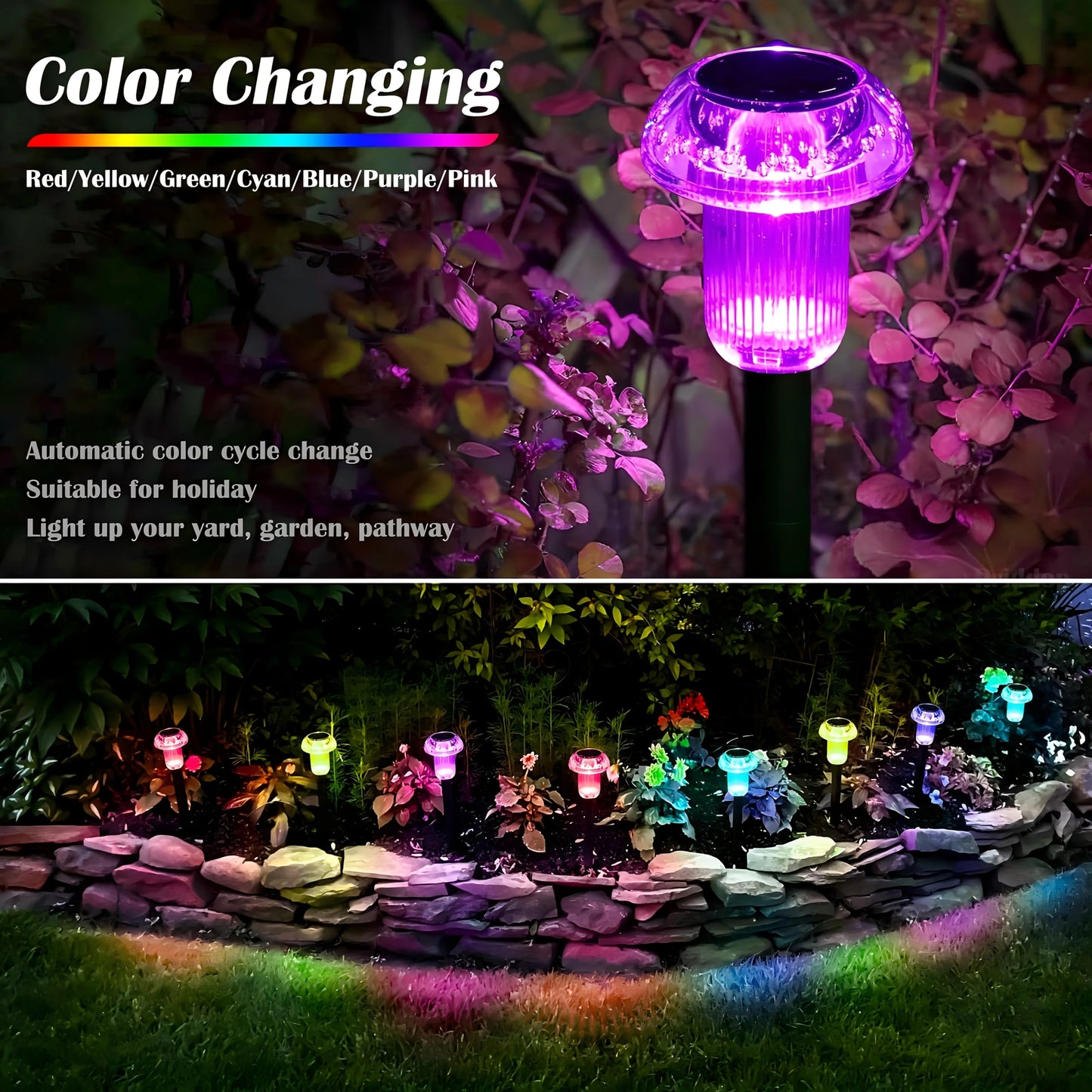 4-Pack Solar Mushroom Path Lights – Vibrant LED Garden Stakes for Walkways, Lawns & Driveways – Outdoor Decorative Landscape Lighting