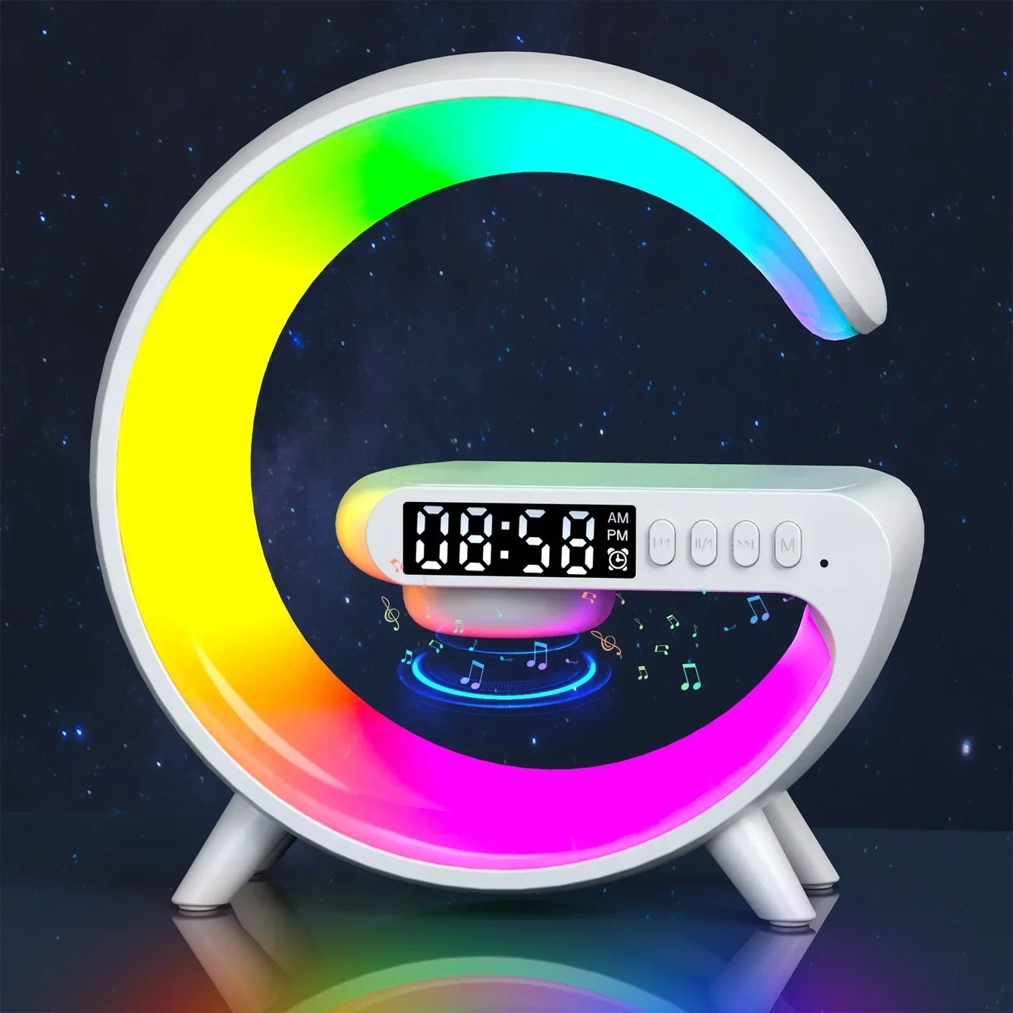 All-in-One RGB Wireless Charging Dock β Alarm Clock, Speaker & Fast Charger for iPhone & Samsung