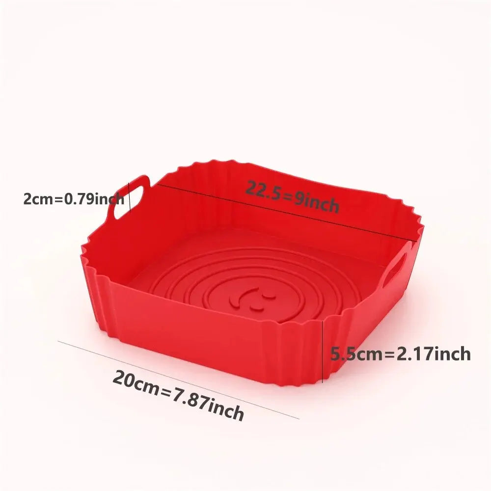 1PC Reusable Silicone Air-Fryer Basket – Non-Stick Liner Tray for Crispy Pizza, Chicken & Oven Baking