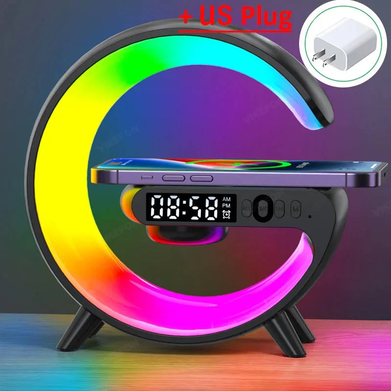 All-in-One RGB Wireless Charging Dock β Alarm Clock, Speaker & Fast Charger for iPhone & Samsung