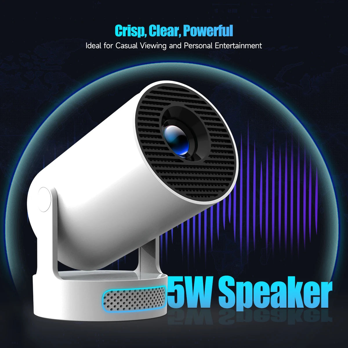 HY300 Pro+ 4K Projector – 8000 Lumens, Android 11, WiFi 6 & BT5.4 with Built-In 5W Speaker for Epic Outdoor & Home Theater