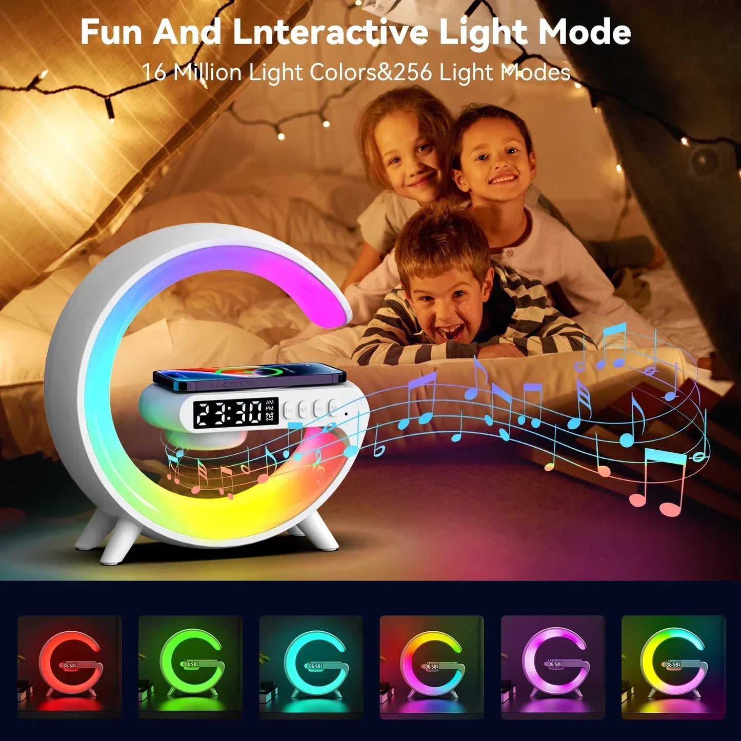 All-in-One RGB Wireless Charging Dock β Alarm Clock, Speaker & Fast Charger for iPhone & Samsung