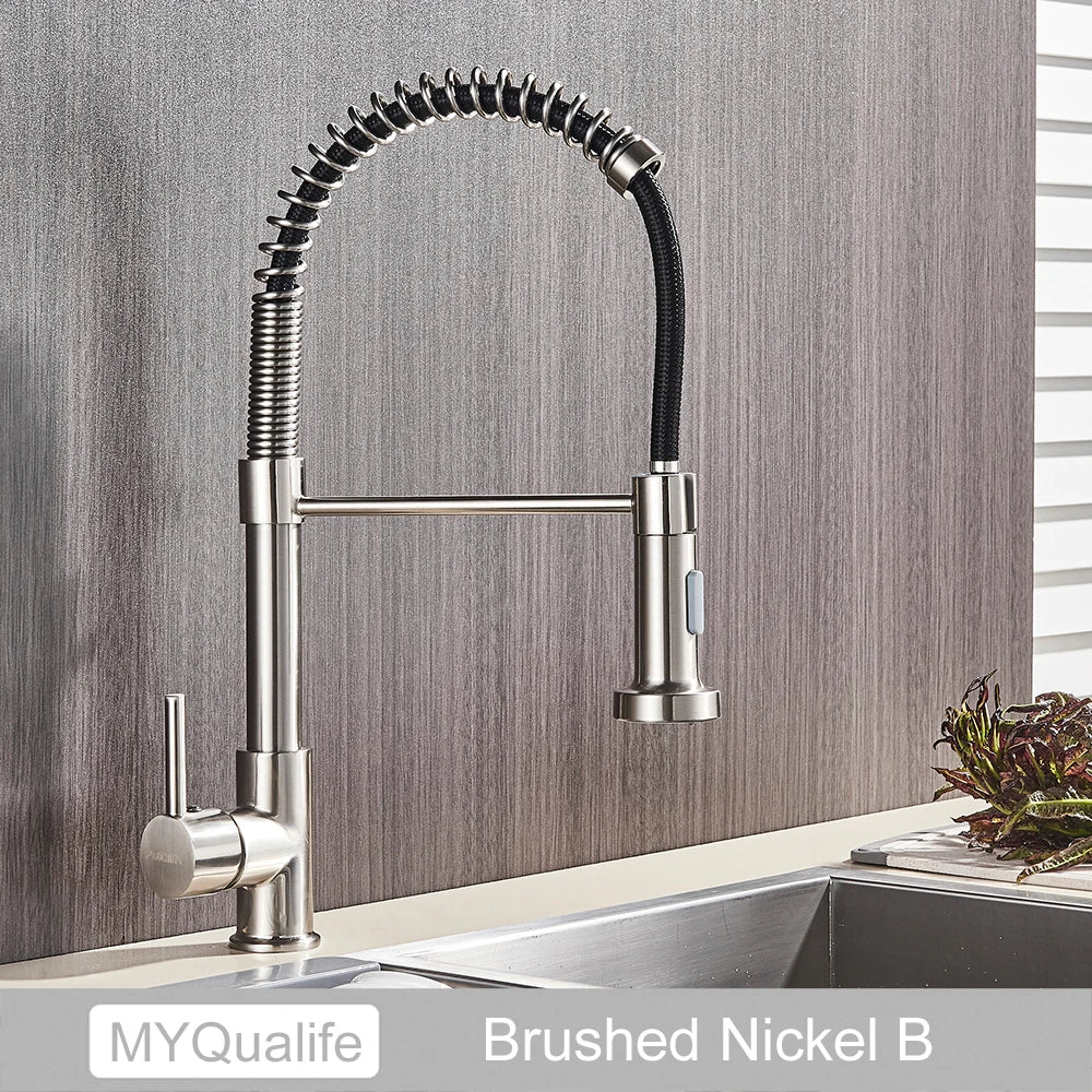 High-Arc Spring Kitchen Tap – Stylish Pull-Down Faucet with Hot & Cold Control