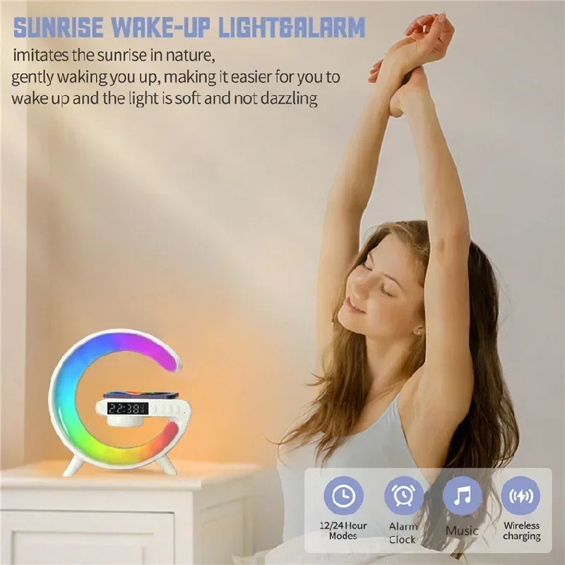 All-in-One RGB Wireless Charging Dock β Alarm Clock, Speaker & Fast Charger for iPhone & Samsung