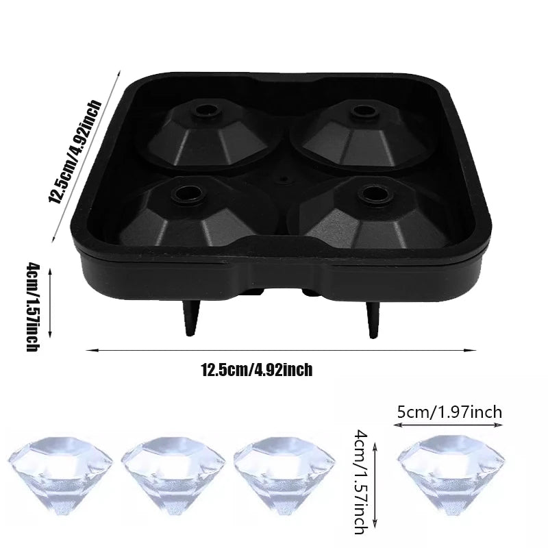 Luxury 3D Rose & Diamond Ice Mold – Large Reusable Silicone Tray for Elegant Cocktails & Party Vibes