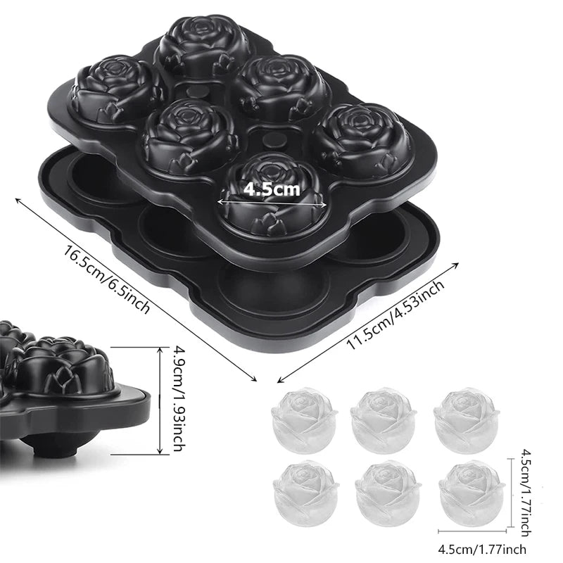 Luxury 3D Rose & Diamond Ice Mold – Large Reusable Silicone Tray for Elegant Cocktails & Party Vibes