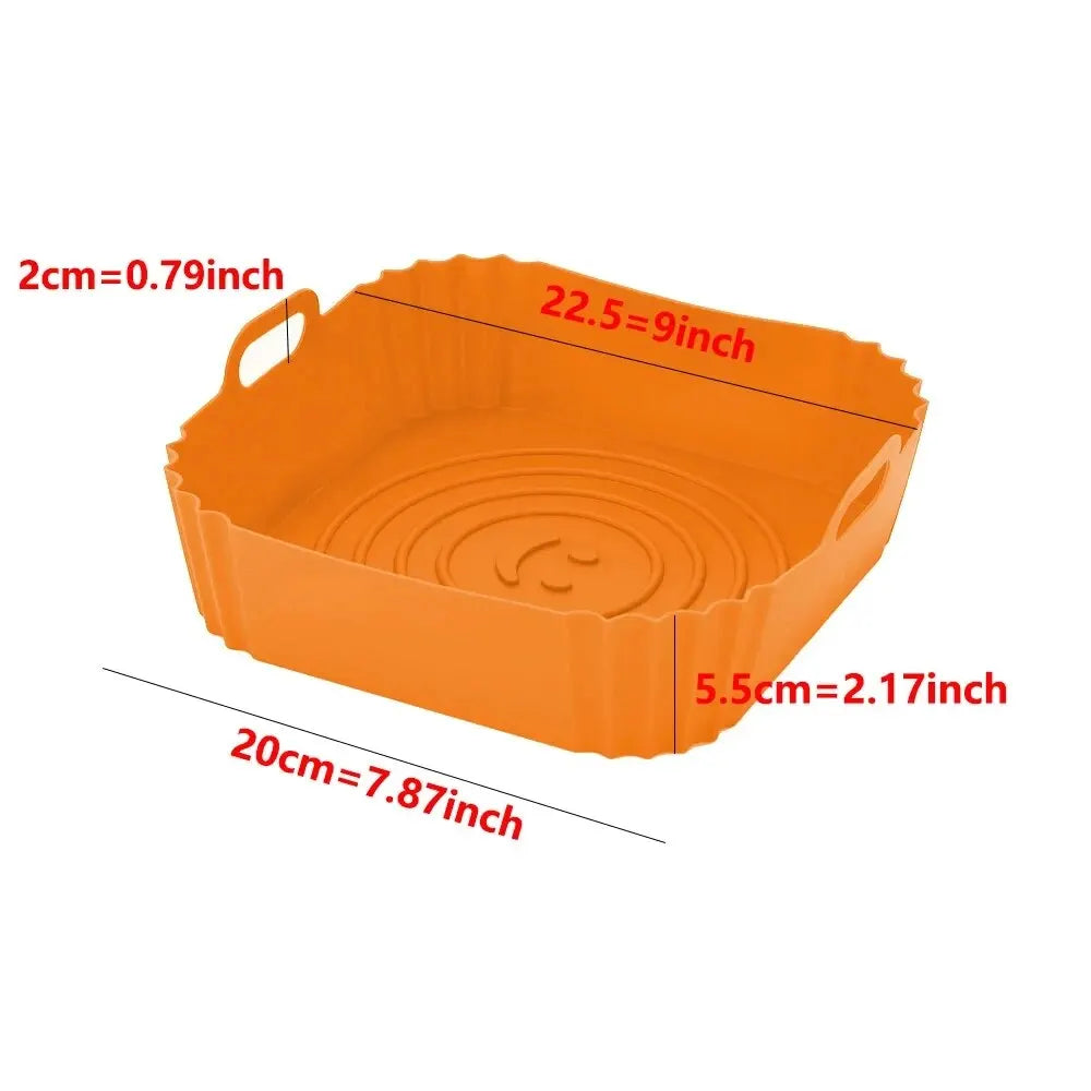 1PC Reusable Silicone Air-Fryer Basket – Non-Stick Liner Tray for Crispy Pizza, Chicken & Oven Baking
