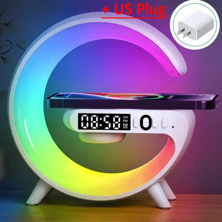 All-in-One RGB Wireless Charging Dock β Alarm Clock, Speaker & Fast Charger for iPhone & Samsung