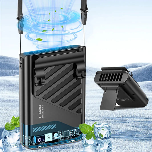 Portable Waist & Neck Fan – Ultra-Quiet, Hands-Free Cooling with Belt Clip for Travel, Office & Outdoors