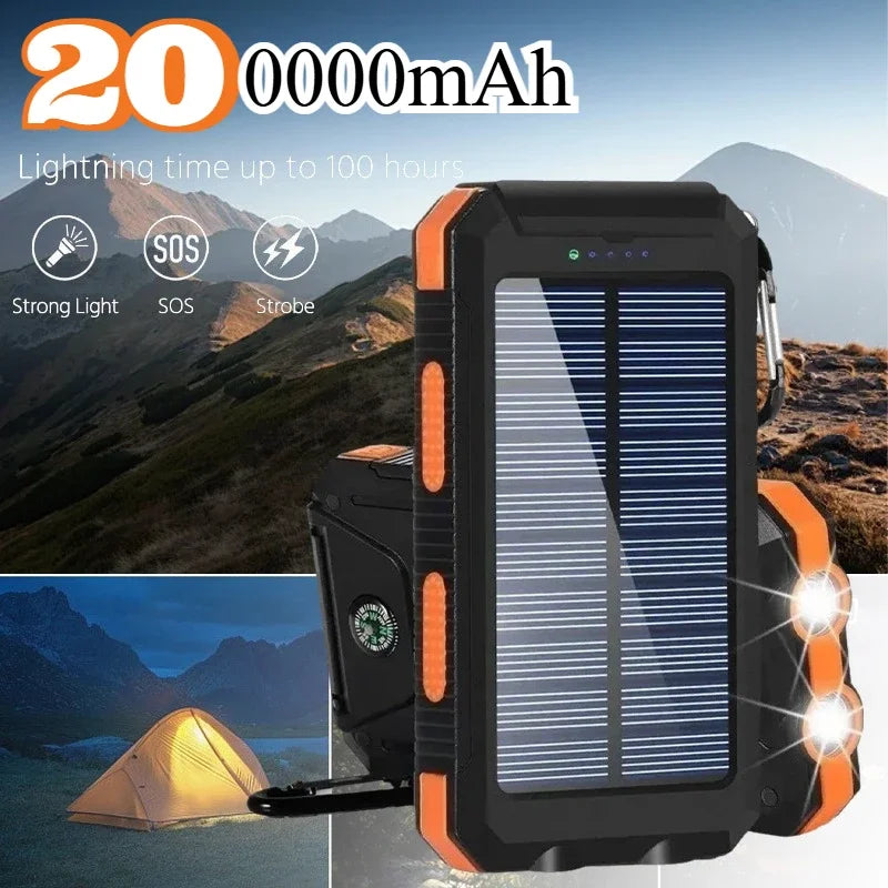 200,000mAh Solar Power Bank – Ultra Fast Charging Portable Battery for Outdoor Adventure & All Devices