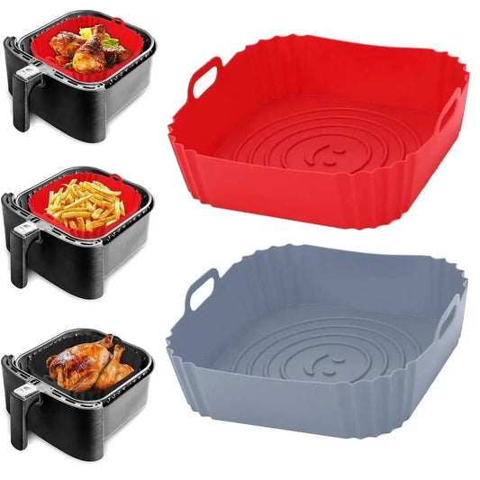 1PC Reusable Silicone Air-Fryer Basket – Non-Stick Liner Tray for Crispy Pizza, Chicken & Oven Baking