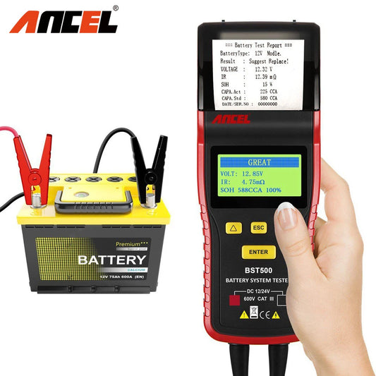 ANCEL BST500 Car Battery Tester Car 12V/24V Automotive Battery Load Tester Cranking Charging Analyzer with Printer Diagnostic